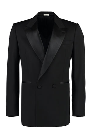 ALEXANDER MCQUEEN Men's Double-Breasted Wool Blazer - Black