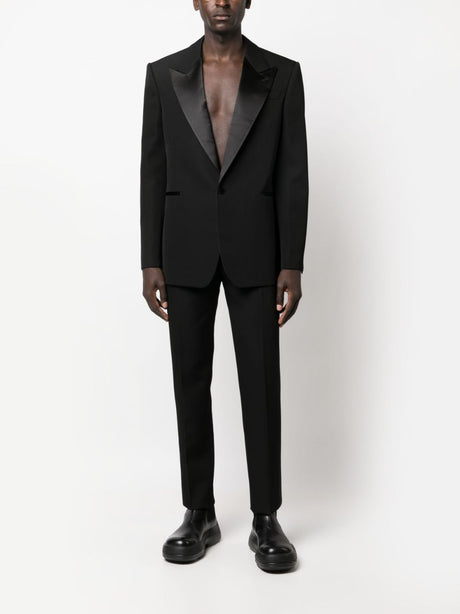 ALEXANDER MCQUEEN Satin-Trimmed Tailored Trousers for Men in Black - FW23