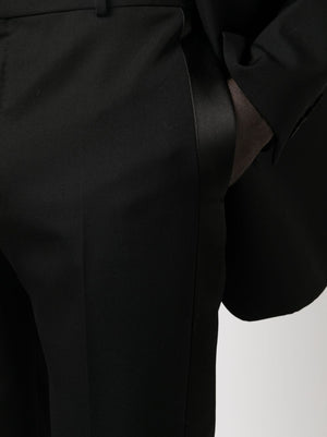 ALEXANDER MCQUEEN Satin-Trimmed Tailored Trousers for Men in Black - FW23