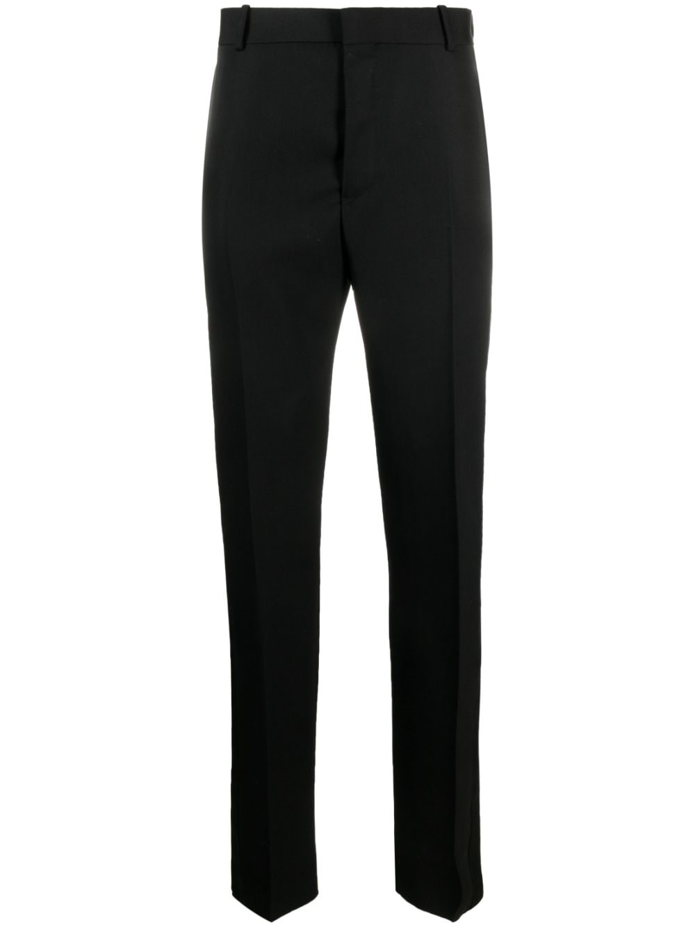 Men's Black Wool Tailored Trousers with Satin Side Stripes