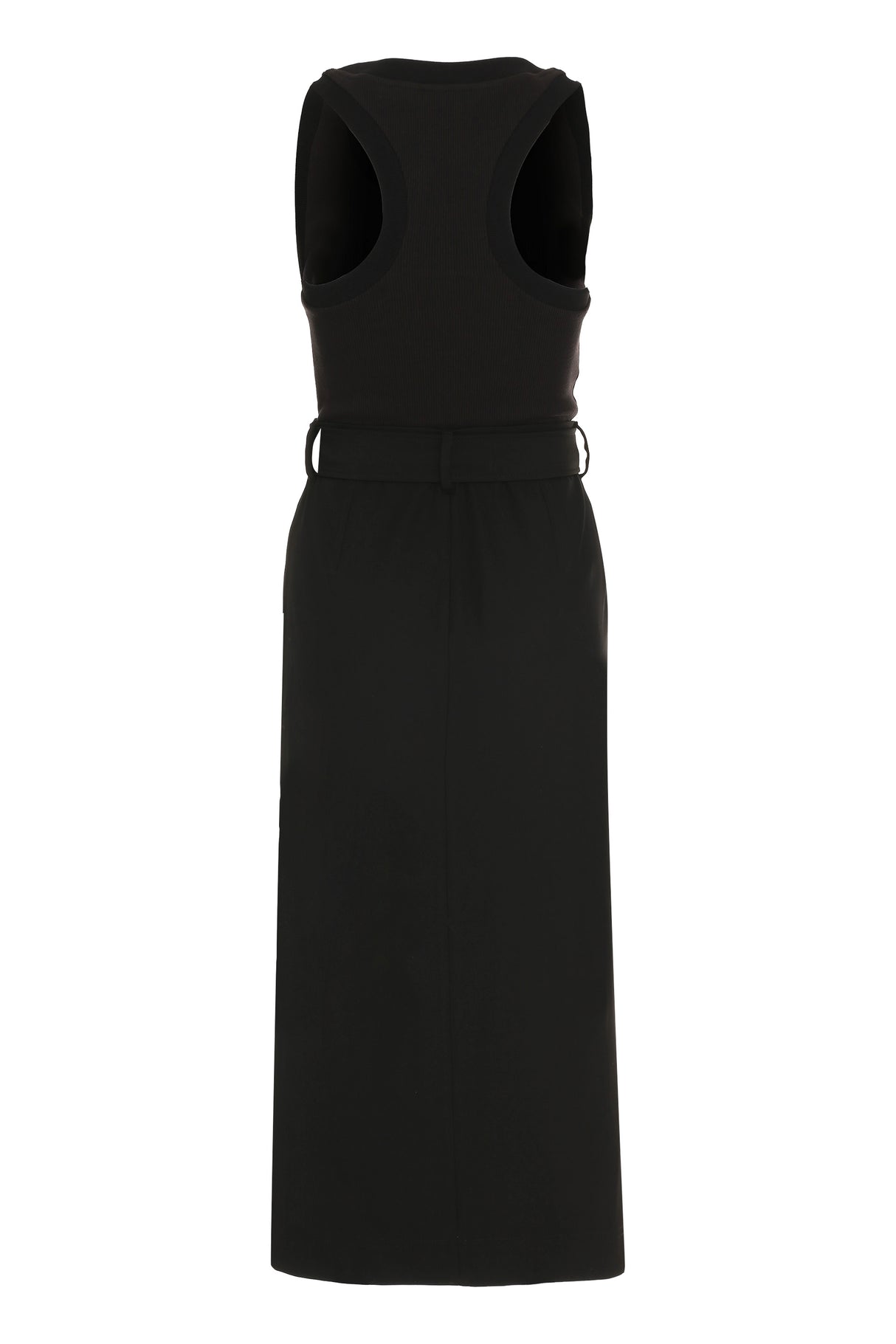 ALEXANDER MCQUEEN Black Cotton Dress with Waist Belt for Women - SS23 Collection