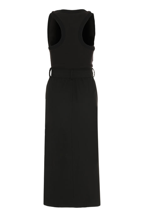 ALEXANDER MCQUEEN Black Cotton Dress with Waist Belt for Women - SS23 Collection