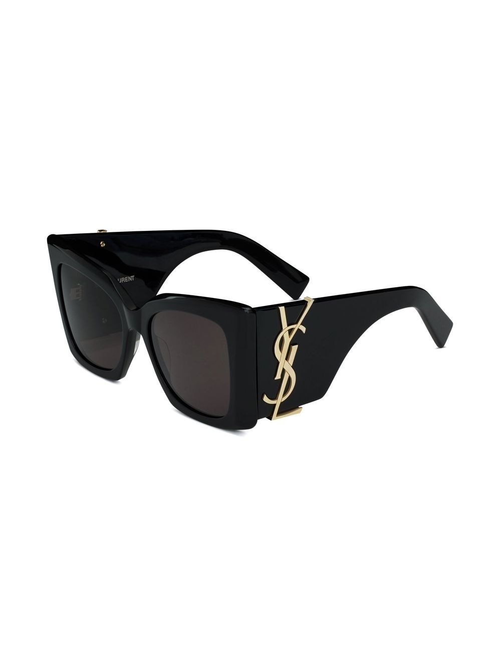 SAINT LAURENT Oversized Black Sunglasses with Green Lenses for Women