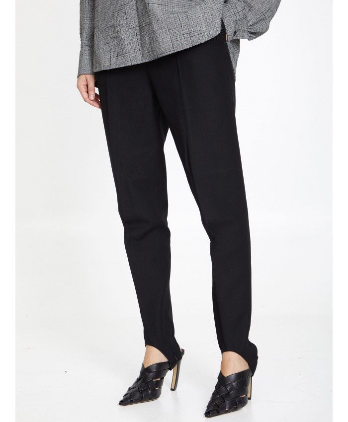 BOTTEGA VENETA Slim Fit Black Stirrup Pants for Women in Cotton Blend | FW23 Collection