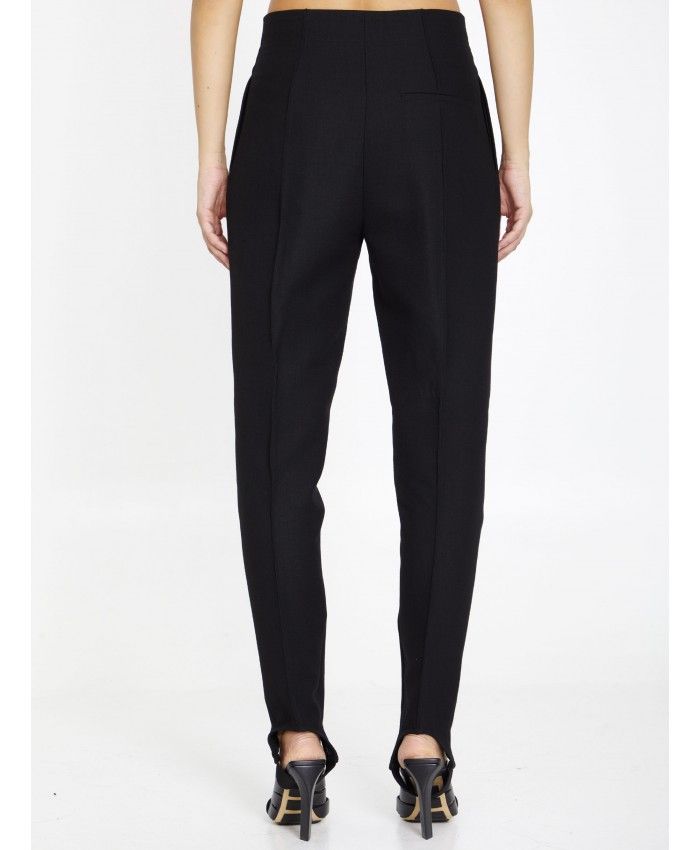 BOTTEGA VENETA Slim Fit Black Stirrup Pants for Women in Cotton Blend | FW23 Collection