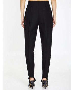 BOTTEGA VENETA Slim Fit Black Stirrup Pants for Women in Cotton Blend | FW23 Collection
