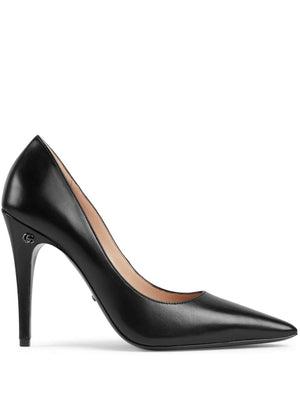 حذاء بكعب مدبب من الجلد الأسود للنساء - مجموعة FW23