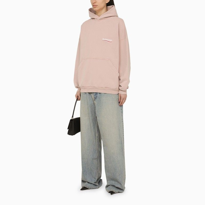 Oversized Logo Print Sweatshirt in Pink for Women