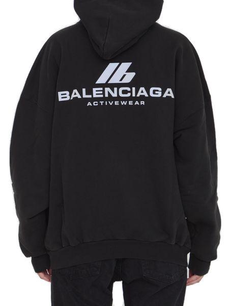 BALENCIAGA ฮู้ดดี้อ oversized ทรงหลวมสีกระดำแฟด