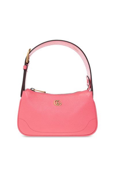 GUCCI Aphrodite Pink Mini Leather Shoulder Bag with Gold-Tone Hardware, 20cm