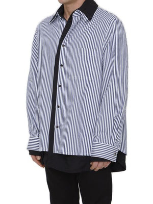 Oversized Blue and White Striped Double-Layer Shirt for Men - SS23