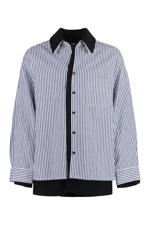 Oversized Blue and White Striped Double-Layer Shirt for Men - SS23