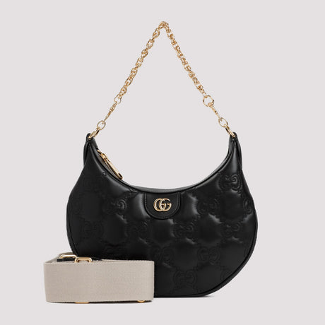 حقيبة يد فاخرة باللون الأسود من جلد مقلمة - للكتف والصدر للنساء