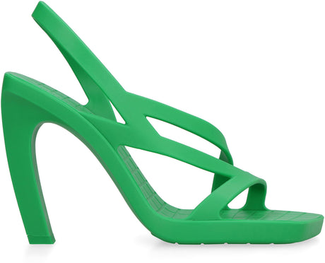 BOTTEGA VENETA Green Cut-Out Detail Rubber Sandals for Women