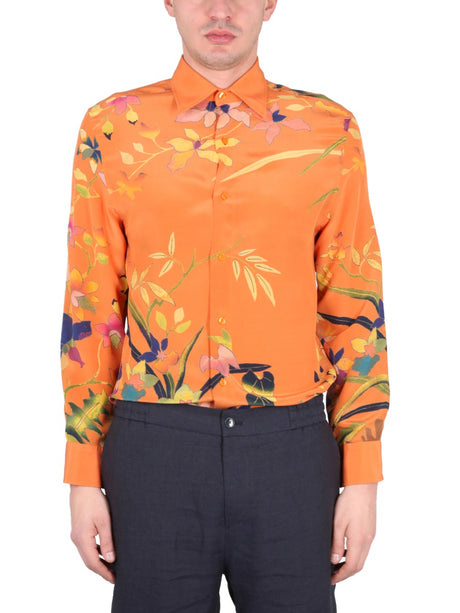 ETRO Floral Silk Shirt with Pointed Collar