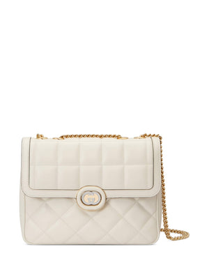 Exquisite Off-White Leather Small Deco Handbag (Gucci)