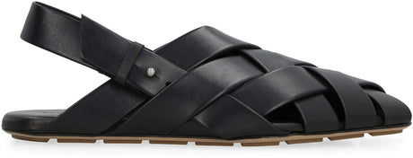 BOTTEGA VENETA Intreccio Motif Leather Slippers with Ankle Strap for Men - Season SS23