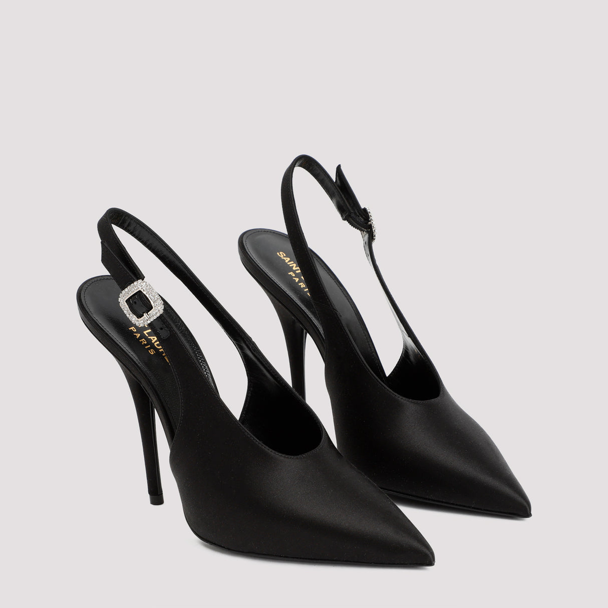 SAINT LAURENT Black Satin Pumps for Women with 11.5cm Heels - FW23 Collection