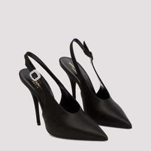 11.5cm Heel Black Satin Pumps - FW23 Collection