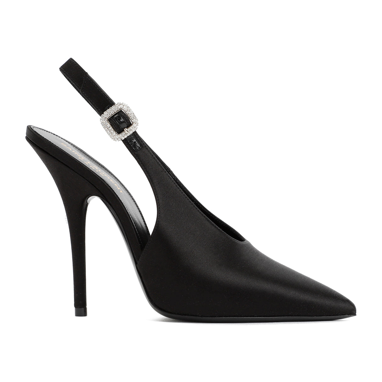 SAINT LAURENT Black Satin Pumps for Women with 11.5cm Heels - FW23 Collection