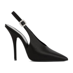 11.5cm Heel Black Satin Pumps - FW23 Collection