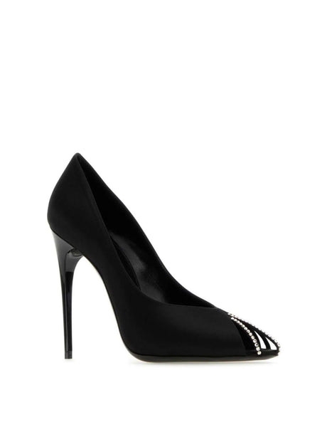 SAINT LAURENT Embellished Satin Pumps - 11 cm Heel