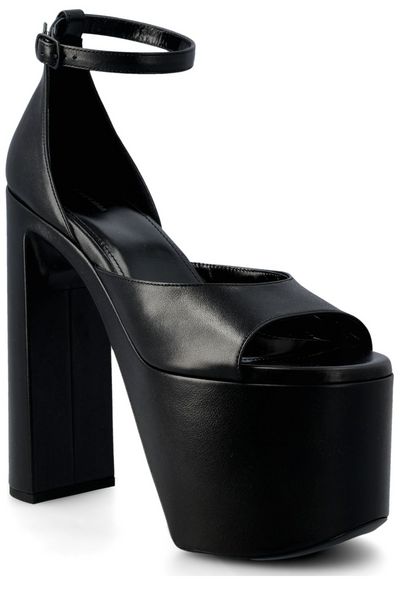 BALENCIAGA Black Leather Platform Sandals for Women