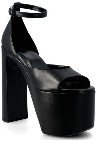 Stylish Platform Sandals for Women in Soft Black Calfskin