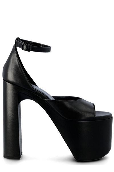 Stylish Platform Sandals for Women in Soft Black Calfskin