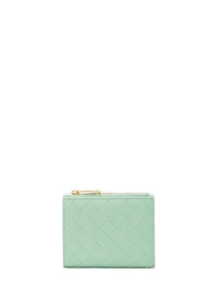 محفظة جلدية بطية واحدة باللون الأخضر الغامق للنساء