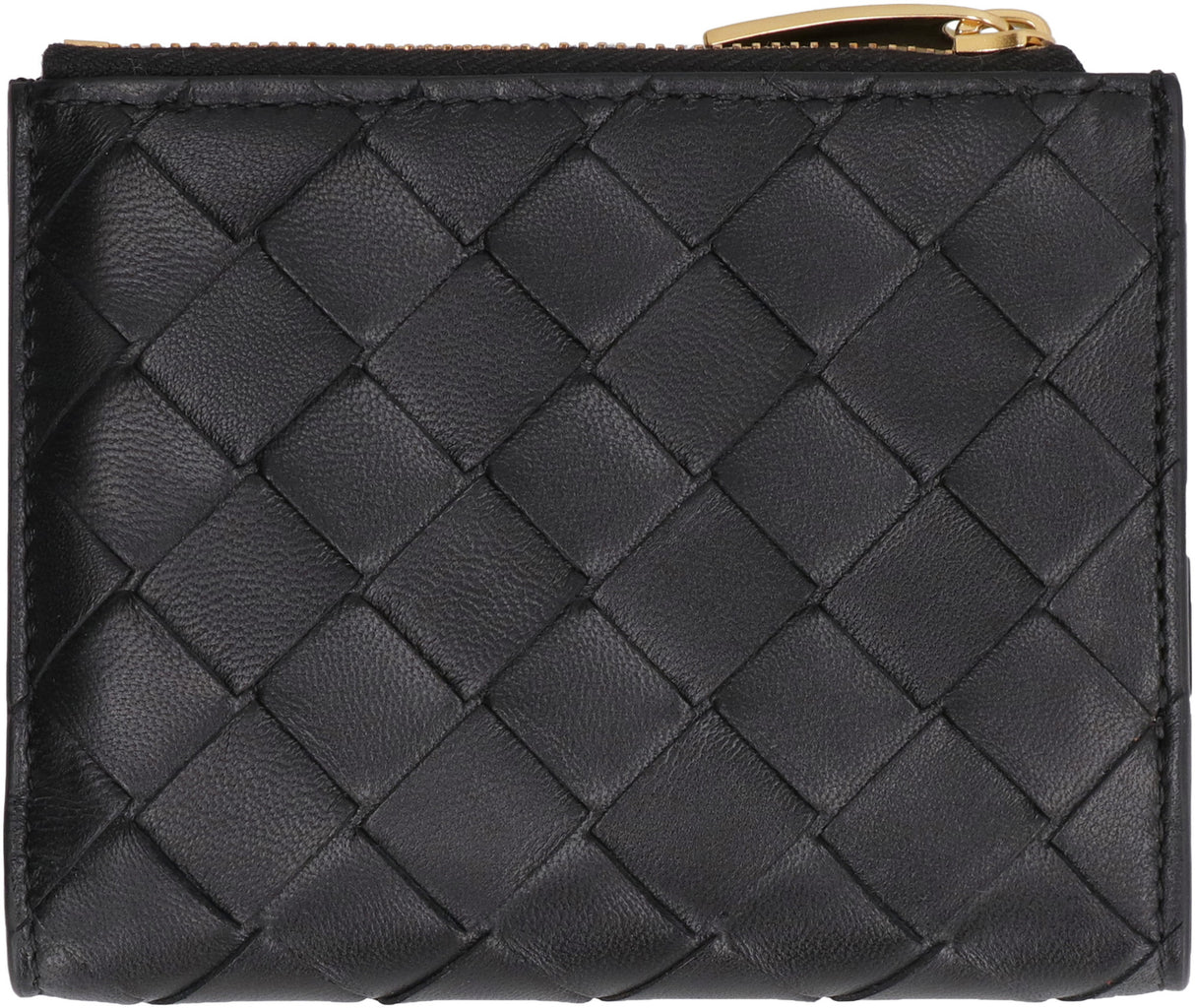 BOTTEGA VENETA Classic Black Leather Wallet with Intrecciato Motif and Multiple Compartments for Women