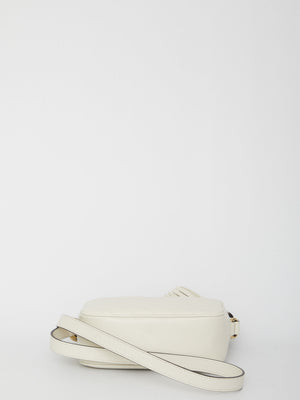 GUCCI White Leather Mini Blondie Shoulder Bag with Interlocking GG Patch, 21x15.5x5 cm