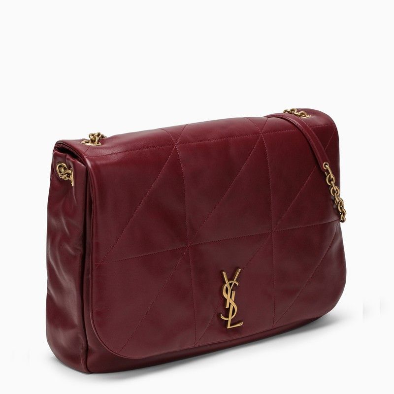 SAINT LAURENT Elegant Merlot Quilted Mini Shoulder Bag with Gold-Tone Accents