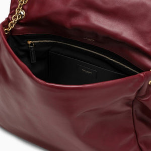 SAINT LAURENT Elegant Merlot Quilted Mini Shoulder Bag with Gold-Tone Accents