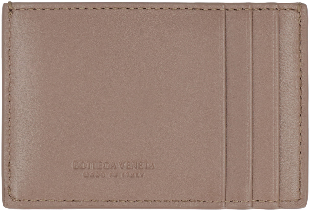 BOTTEGA VENETA Light Blue Leather Cardholder with Intreccio Motif - FW23 Collection