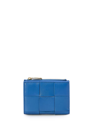 BOTTEGA VENETA Blue Leather Wallet for Women with Intreccio Motif - Small and Stylish