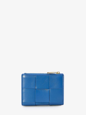 BOTTEGA VENETA Blue Leather Wallet for Women with Intreccio Motif - Small and Stylish