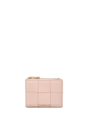 BOTTEGA VENETA Pink Leather Wallet with Intreccio Motif - Women's Small Leather Goods