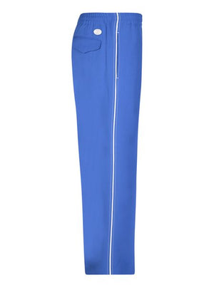 Blue Wool Trousers with Leather Details - FW23 Collection