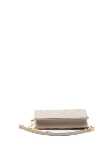 Luxurious Grey Enveloped Chain Wallet for Women from Saint Laurent