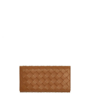 BOTTEGA VENETA Luxurious Intrecciato Continental Wallet for Women in Brown Nappa Leather