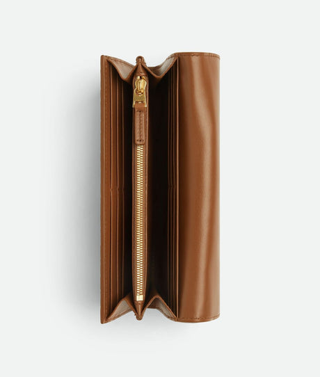 محفظة نسائية فاخرة بتقنية انتريتشياتو الأصلية من جلد نابا بني