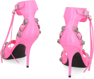 Fuchsia Leather Studded Sandals - SS23