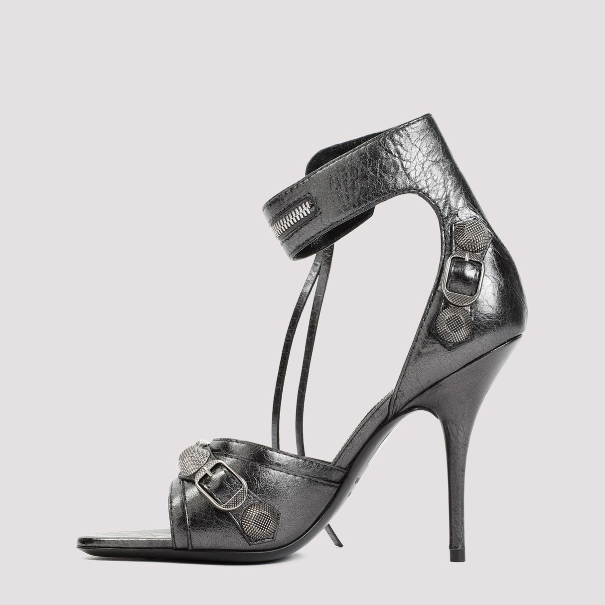 BALENCIAGA Silver Metallic High Heel Sandals for Women