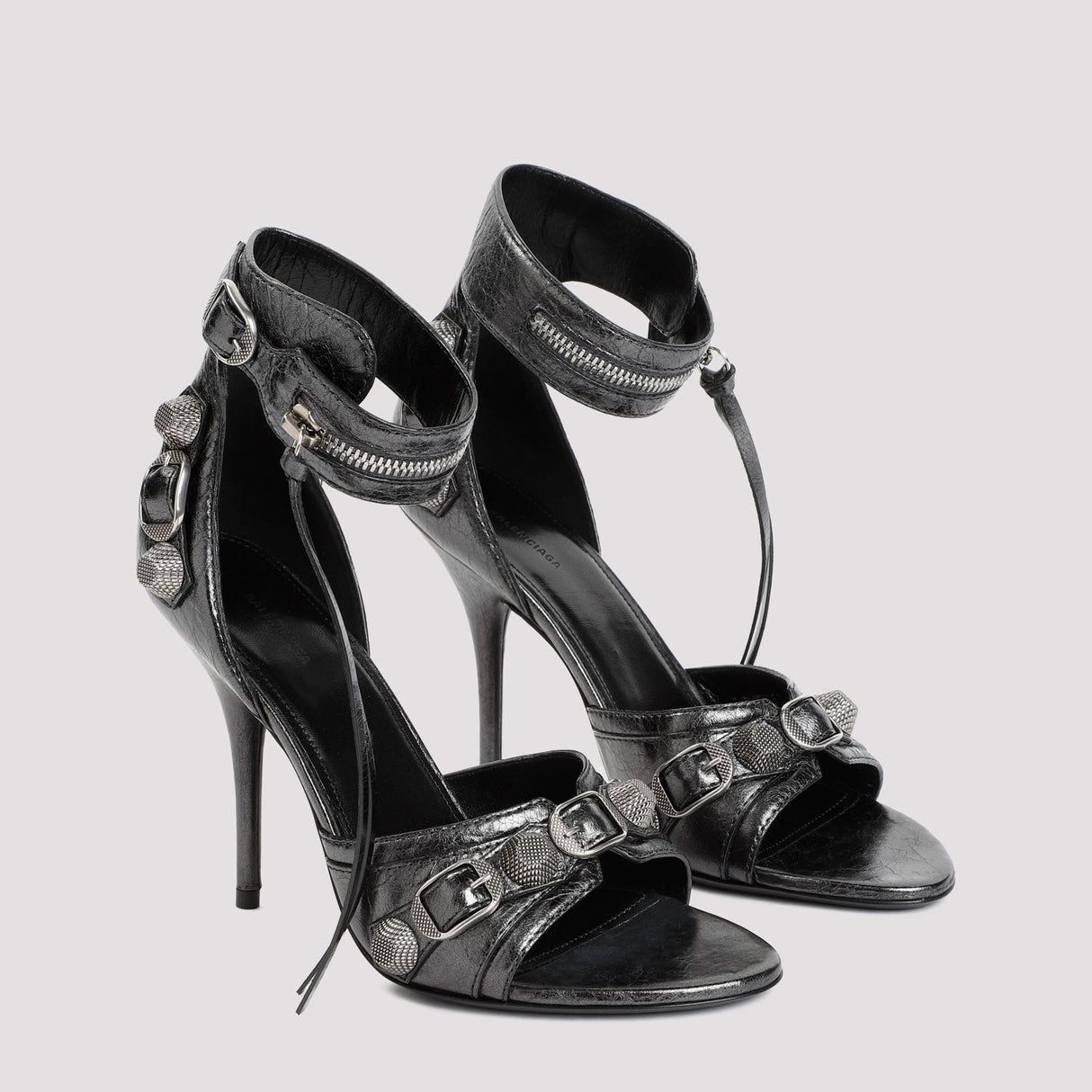 Arena Lamb Leather Silver Cagole Sandals