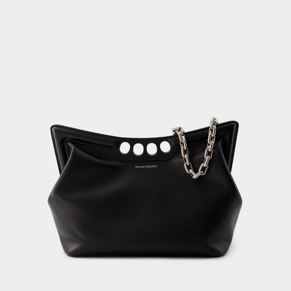 ALEXANDER MCQUEEN The Peak Hobo - Black Barhein Leather Handbag for Women