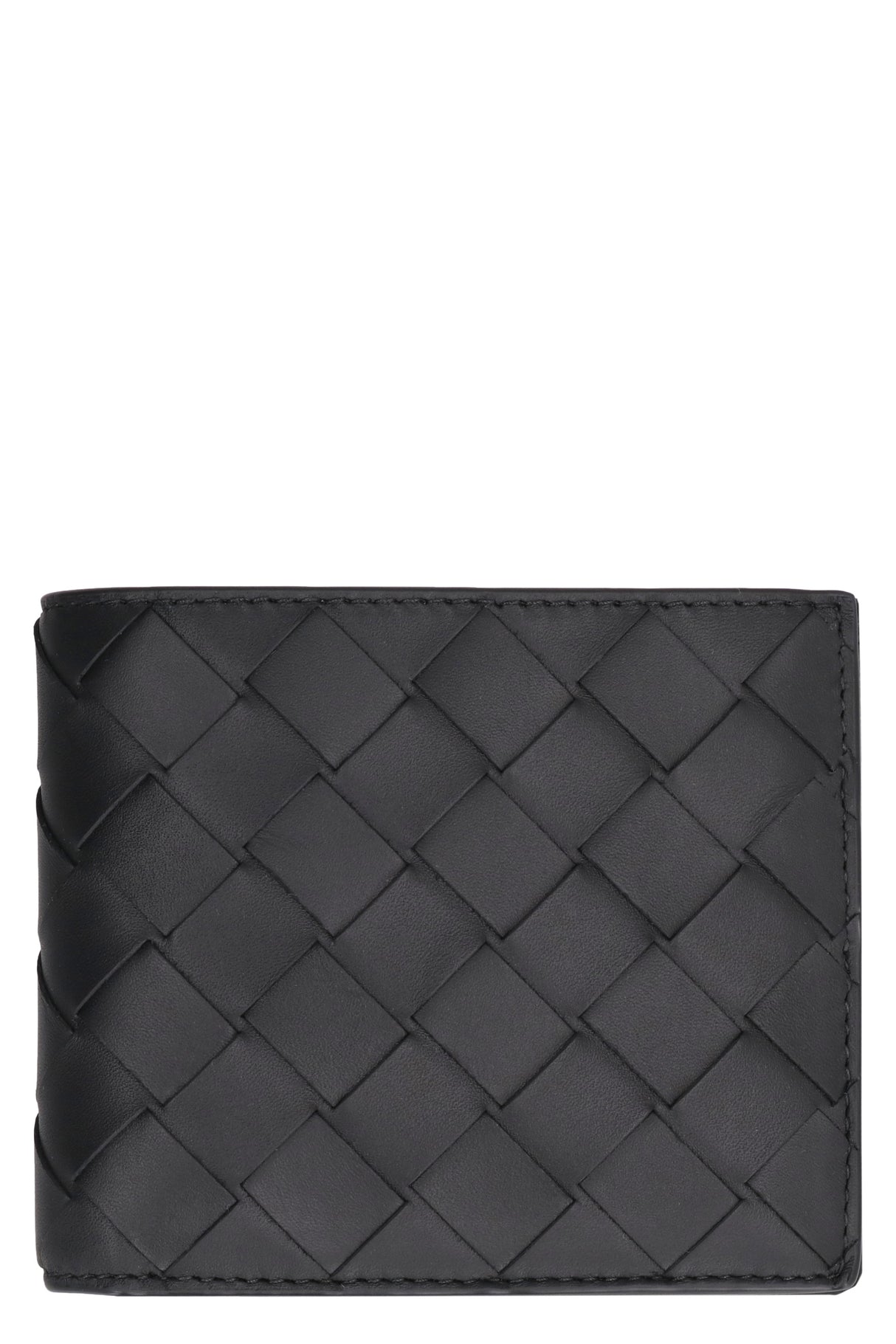 BOTTEGA VENETA Intrecciato Pattern Bi-Fold Leather Wallet for Men