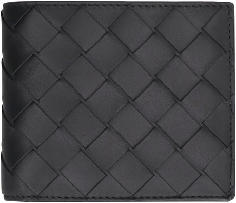 BOTTEGA VENETA Intrecciato Pattern Bi-Fold Leather Wallet for Men