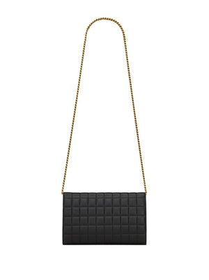 SAINT LAURENT Modern Quilted Black Pouch Handbag for Women