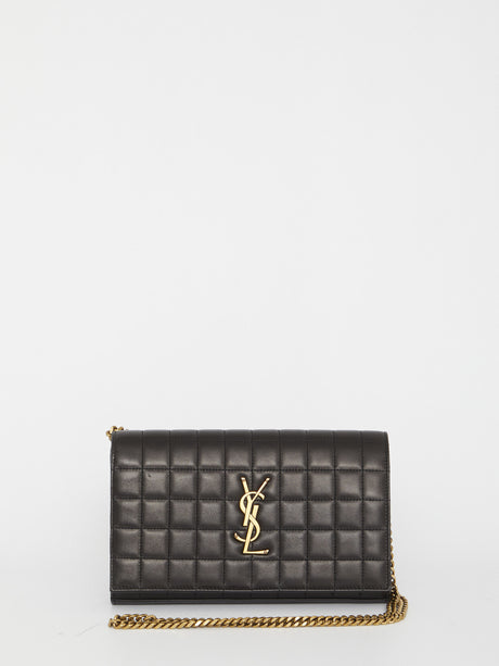 SAINT LAURENT Matelassé Pouch Handbag - 14x23x3cm